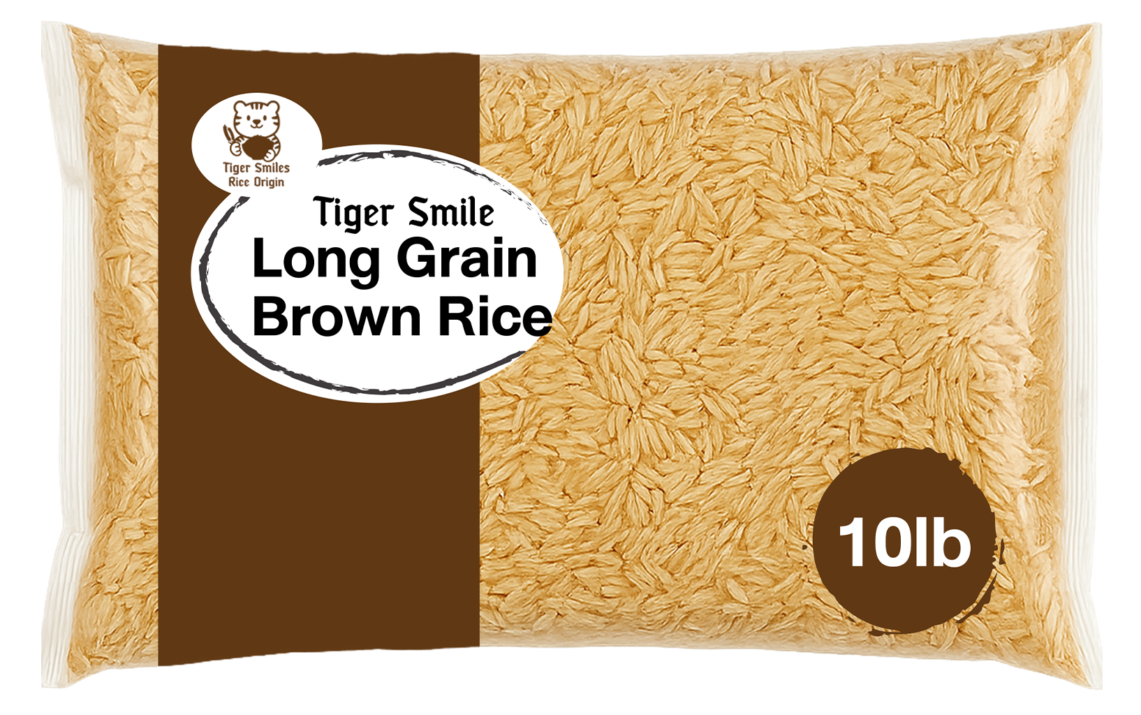 Tiger Smiles Long Grain Brown Rice 10lb x 5 bags/carton